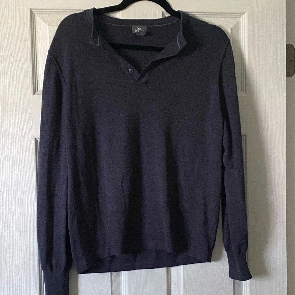 55 Broome Merino Wool Blend Mens Navy Sweater Size Medium‎